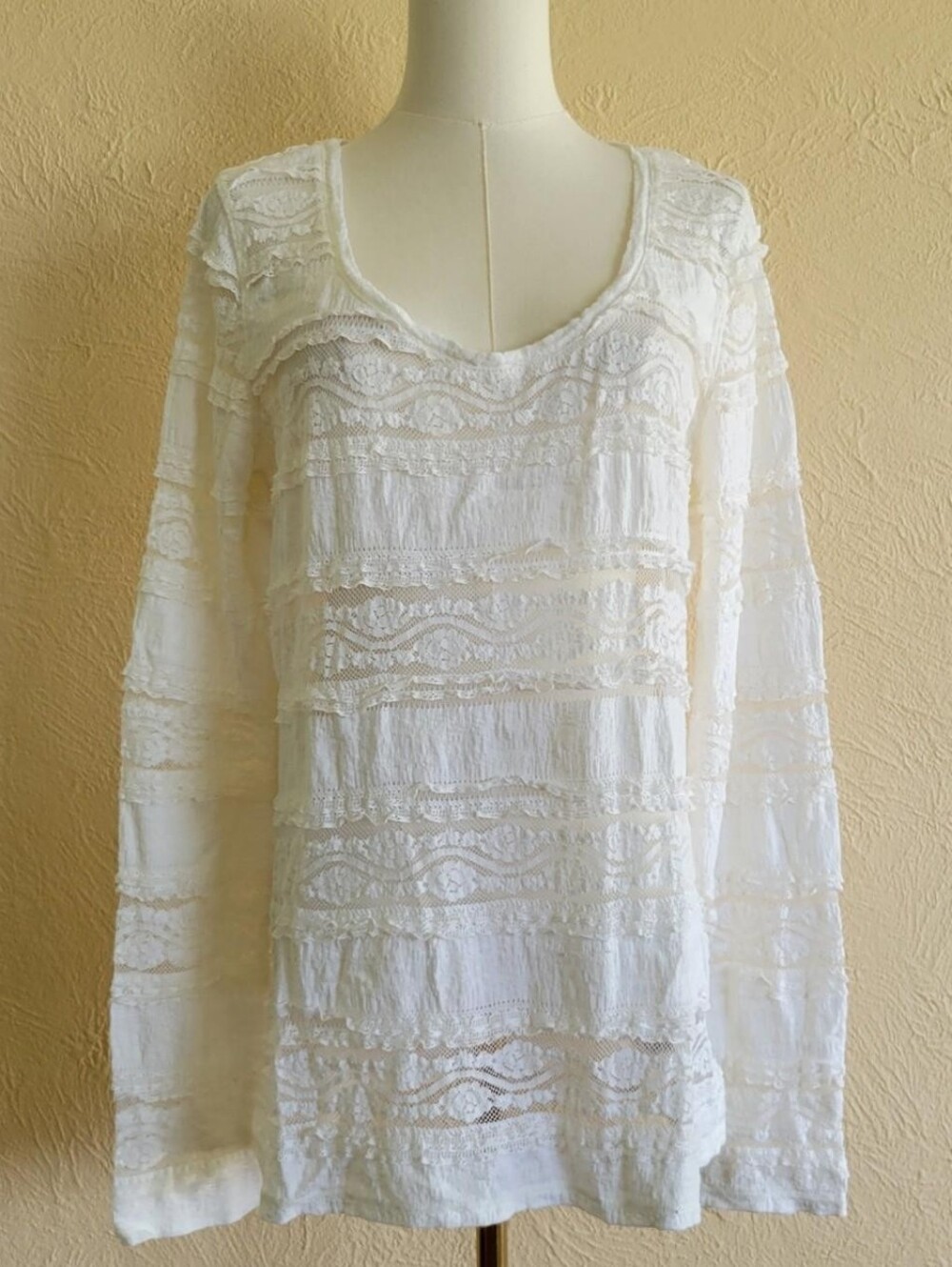 Express | White Lace Long Sleeve Shirt